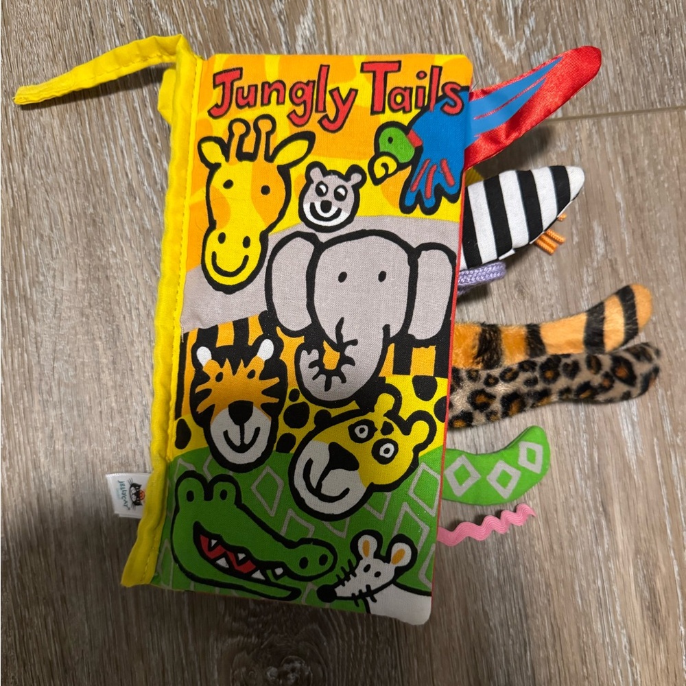 Jellycat Jungly Tails Fabric Soft Book Crinkle Baby Book 8"